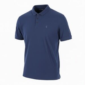 John Varvatos Polo Shirt Mens XL Blue Solid Cotton Knit Short Sleeve Casual